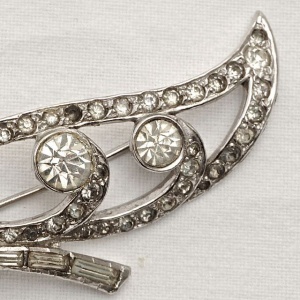 Silver Tone and Diamante Brooch circa 1950s